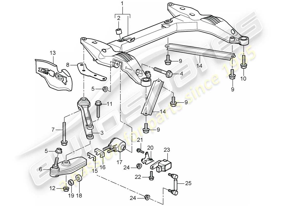 porsche 996 gt3 (2005) cross member - track control arm parts diagram