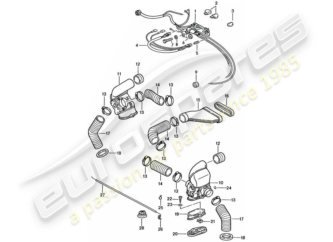 porsche 1989 (911) ventilation - heating system 2 part diagram