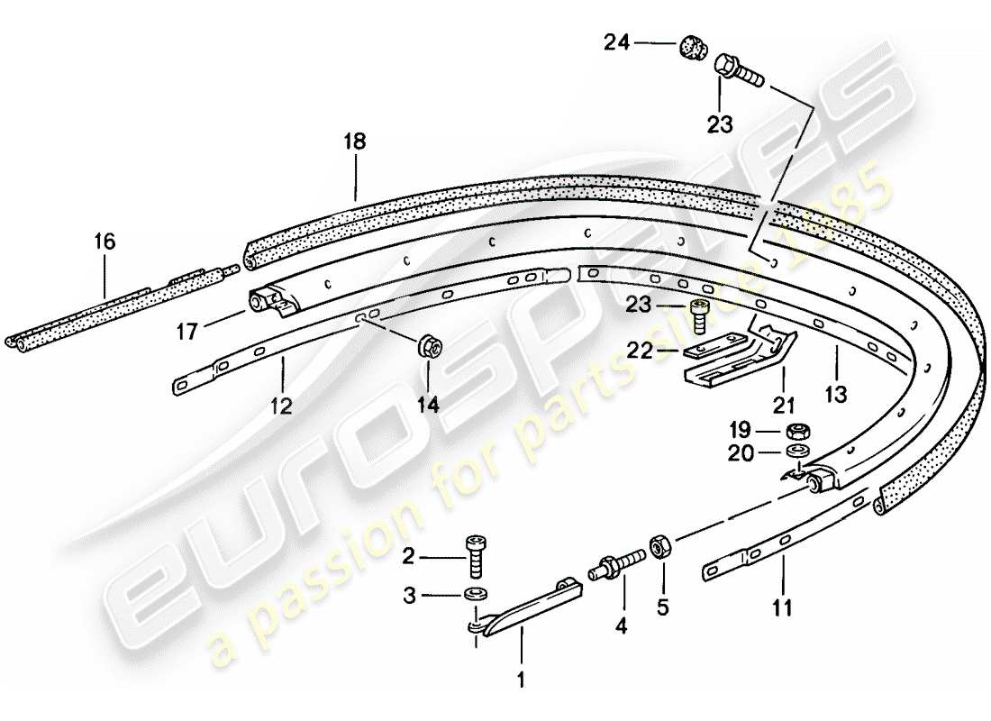 porsche 1988 (911) convertible top - bracket - single parts part diagram