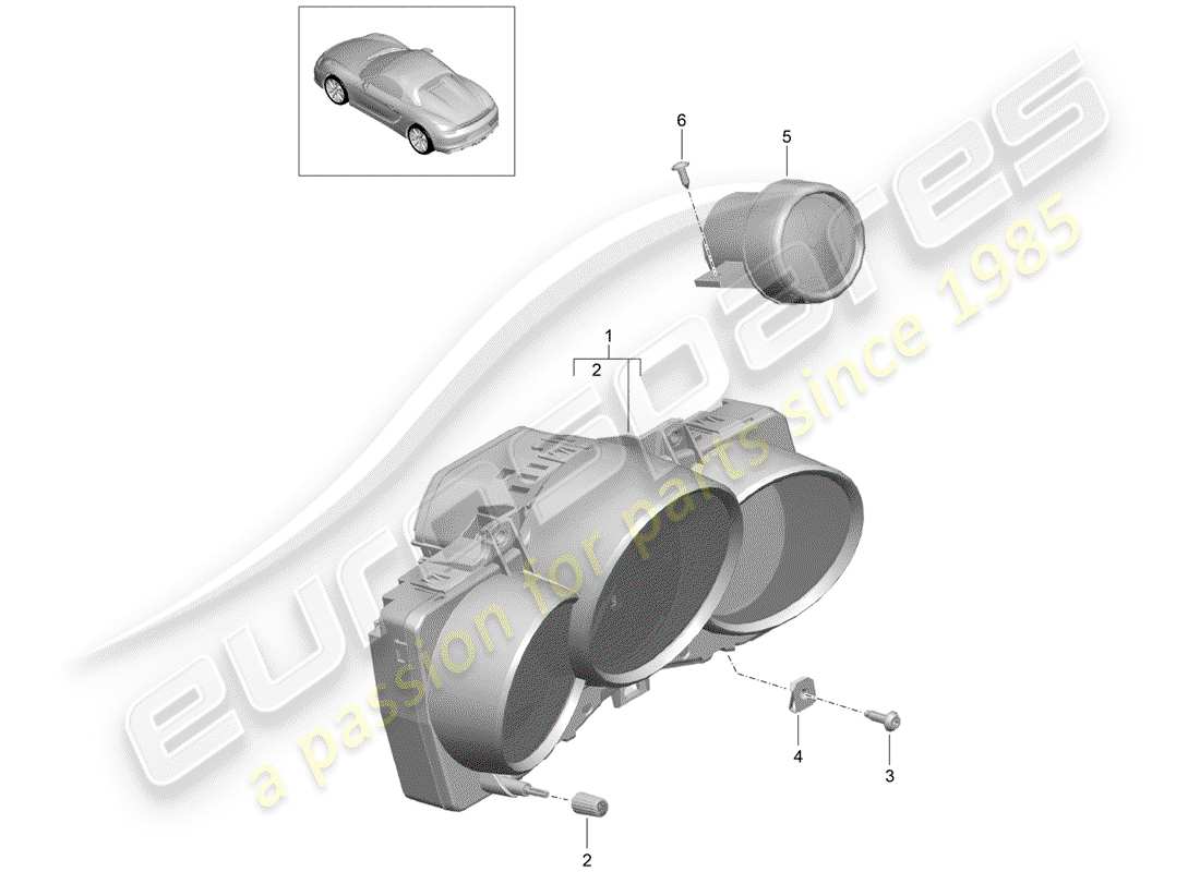 porsche 2016 (981 boxster spyder) combi-instrument stopwatch parts diagram