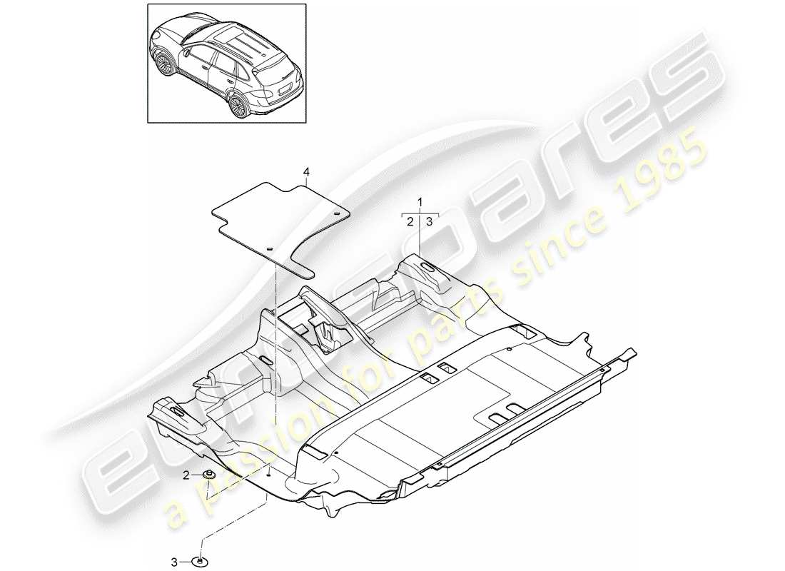 porsche 2018 (cayenne e2 92a) flooring rear part diagram