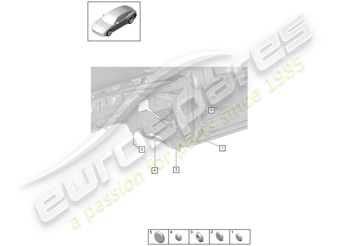 porsche 2019 (panamera 971-1) bungs side rear end part diagram