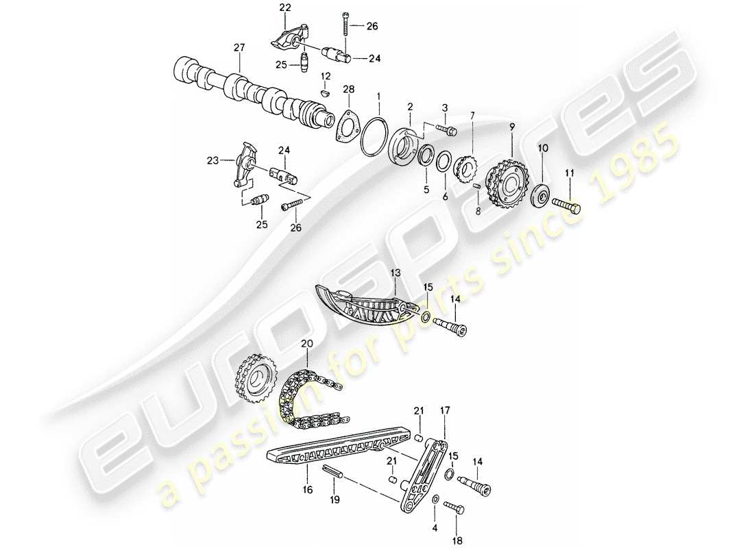 porsche 1994 (993) valve control parts diagram
