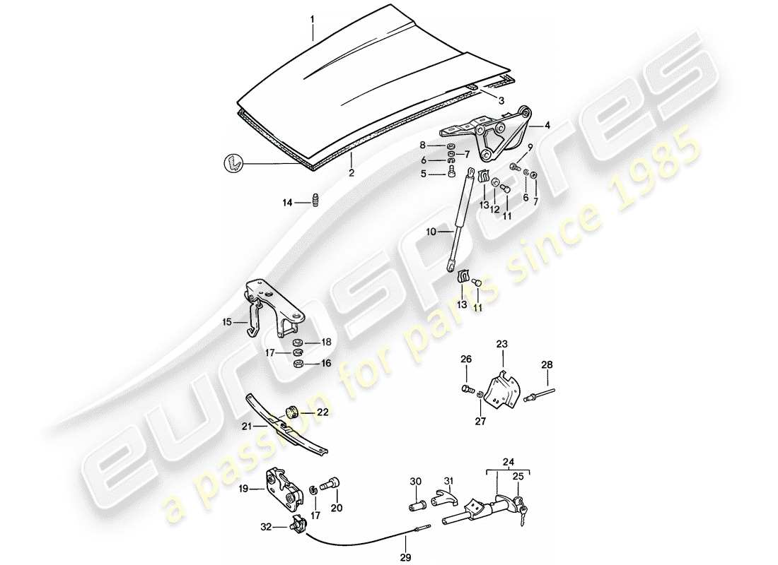 porsche 1989 (911) cover part diagram