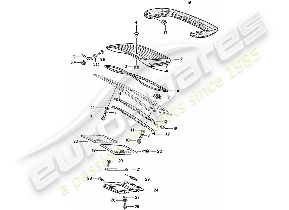 porsche 1989 (911) rear spoiler part diagram