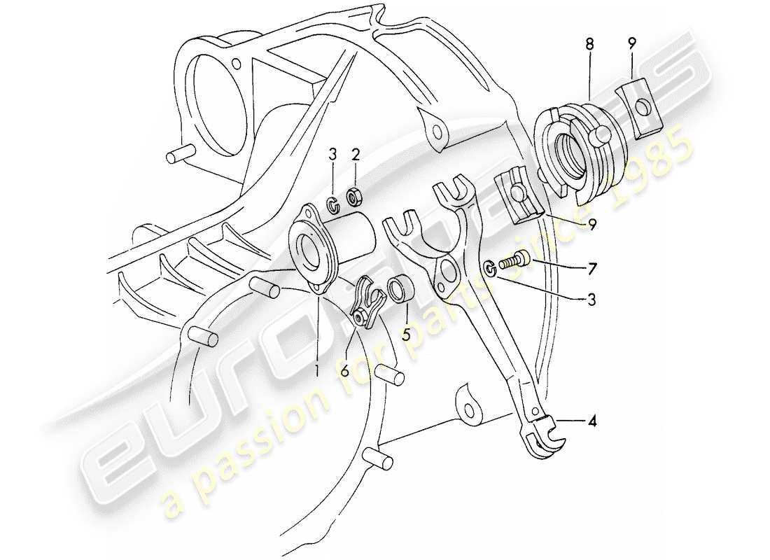 porsche 1968 (911/912) clutch release parts diagram