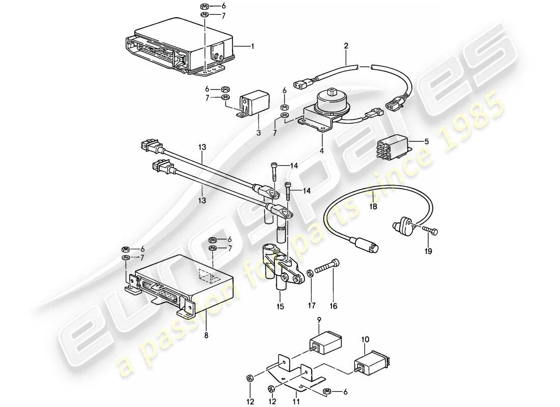 porsche 1988 (911) engine electrics 3 part diagram