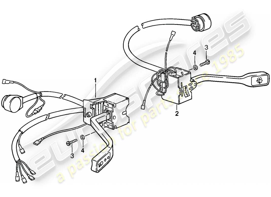 porsche 1989 (911) steering column switch part diagram