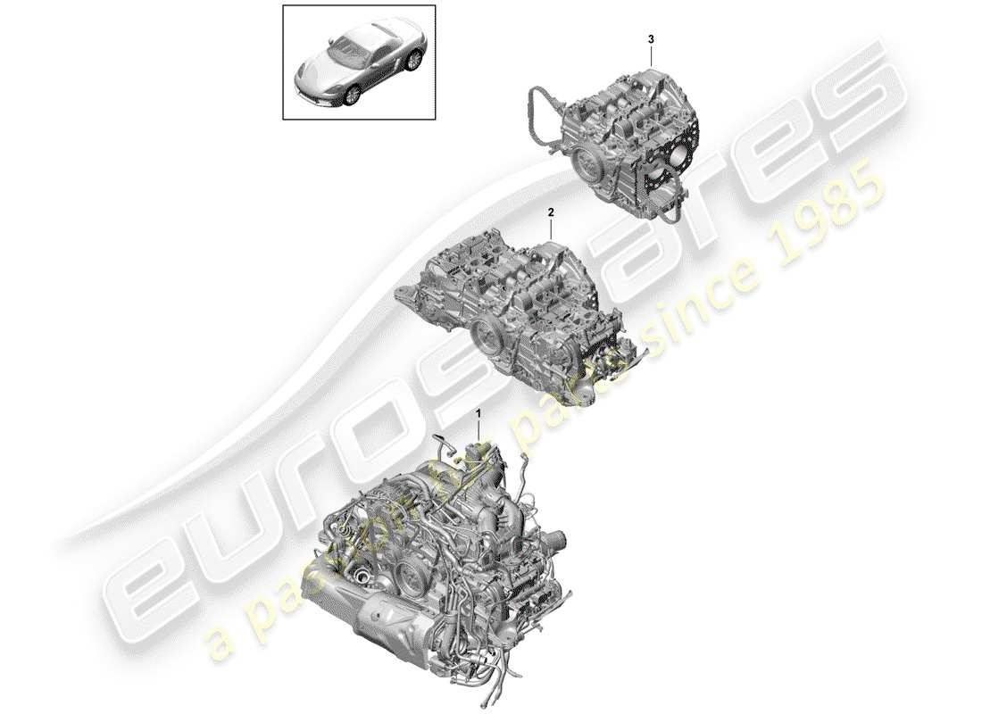 porsche 2018 (718 boxster) replacement engine for vehicles with a petrol particulate filter but without: clutch plate - pdk - gearbox but without: flywheel manual gearbox included compressor air conditioning parts diagram