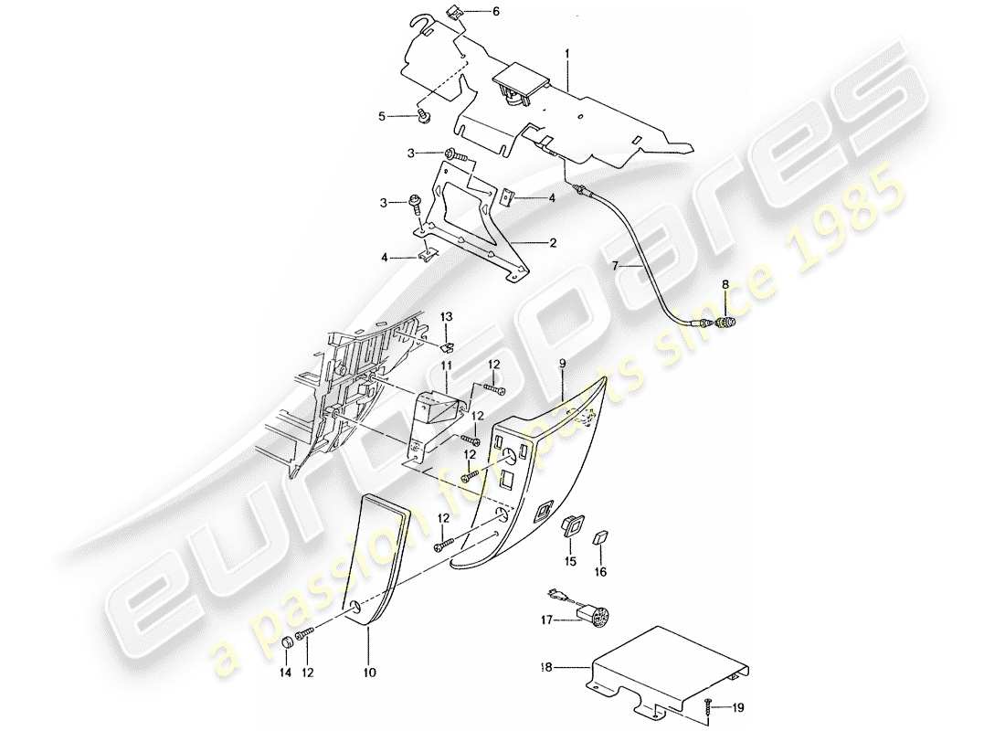 porsche 2004 (996 turbo / gt2) phone preparation part diagram