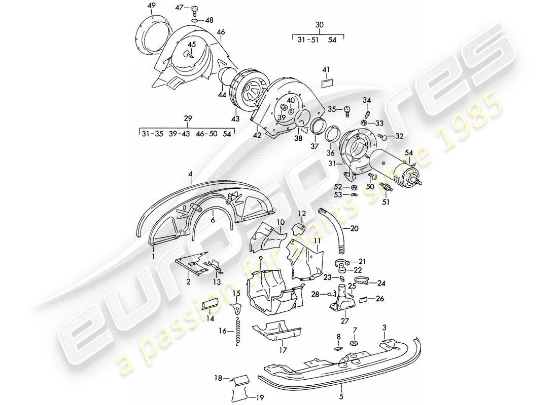 porsche 1965 (356b/356c) air cooling part diagram