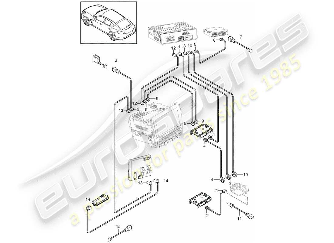 porsche 2012 (panamera 970) connecting line aerial audio/video connection part diagram