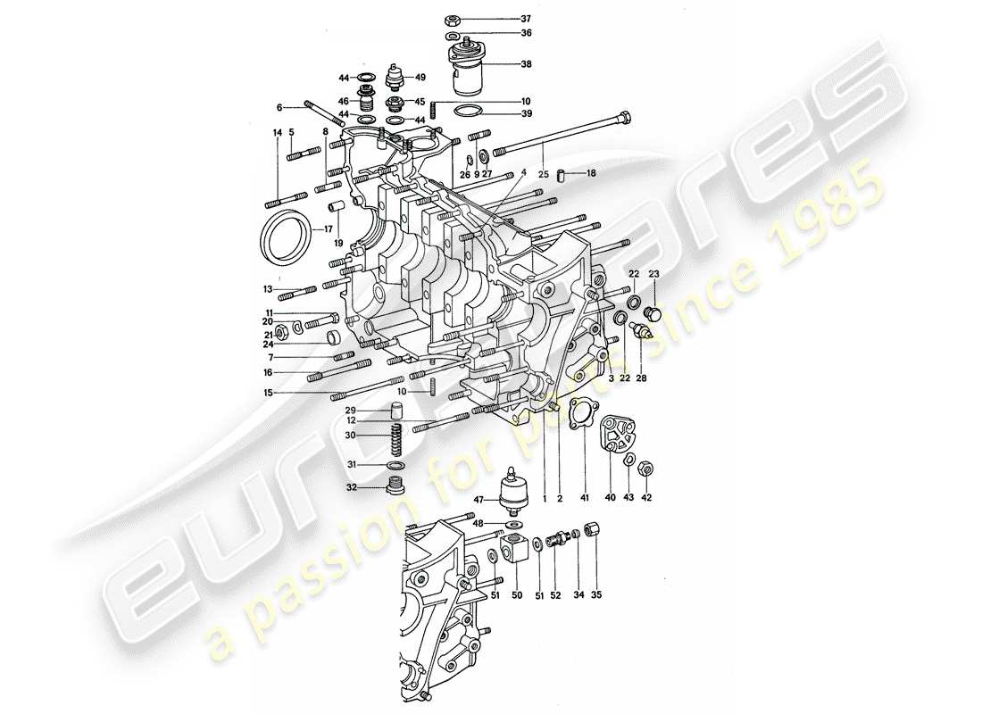 porsche 911 (1975) crankcase - repair set for maintenance - see illustration: part diagram