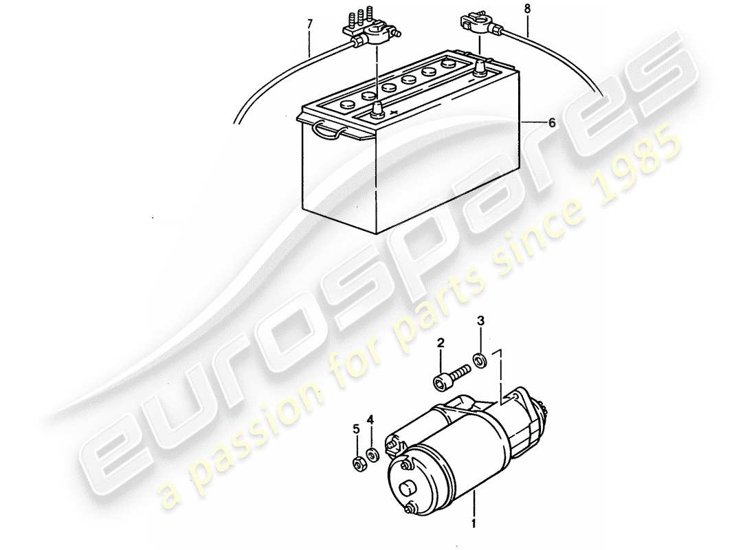 porsche 1992 (928) starter - battery part diagram