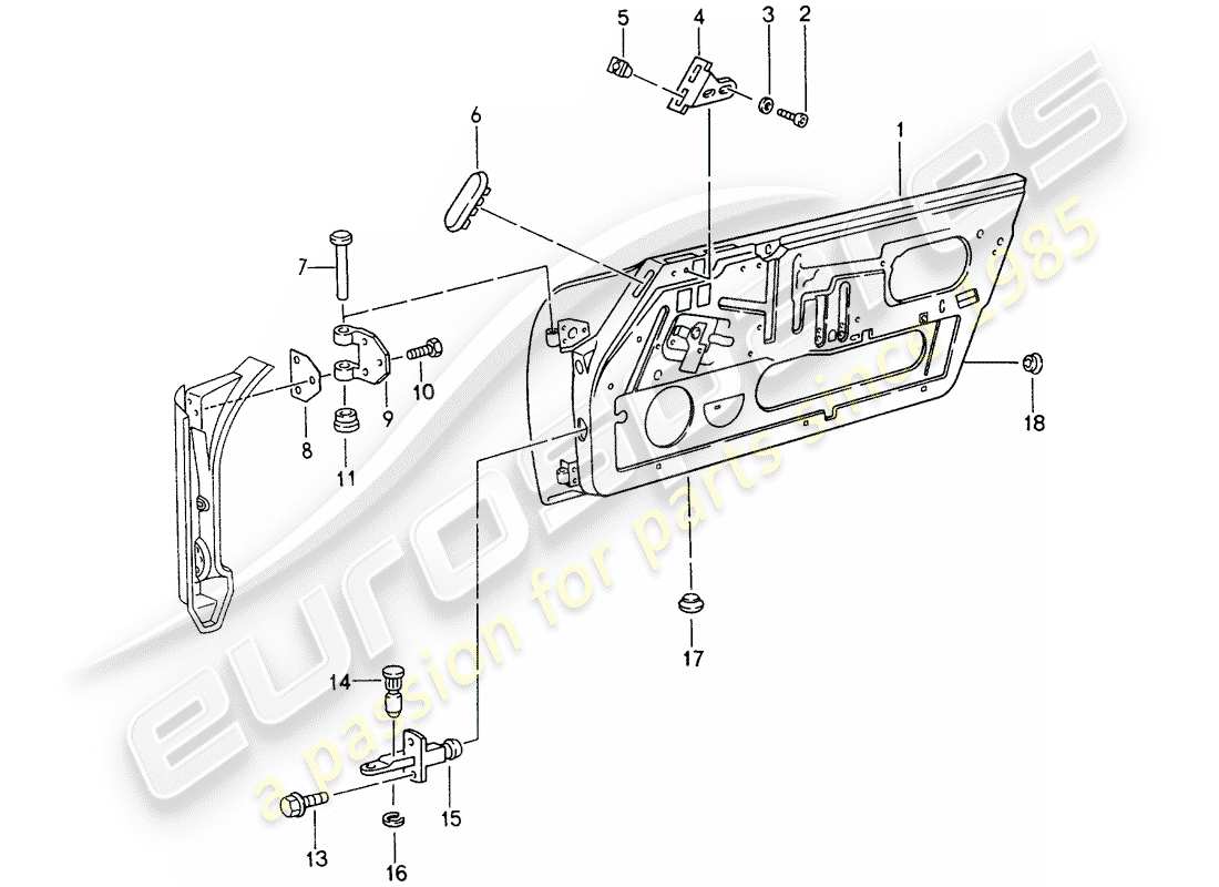porsche 1996 (993) door shell part diagram