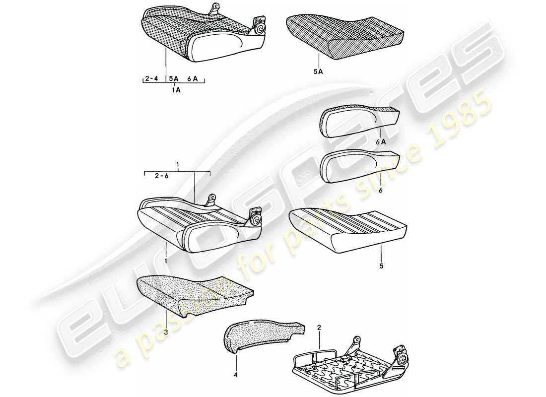 porsche 1980 (928) sports seat - seat cushion - single parts - d - mj 1980>> parts diagram