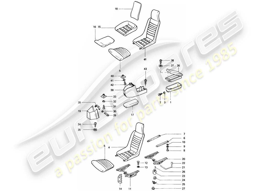 porsche 1974 (914) seat part diagram