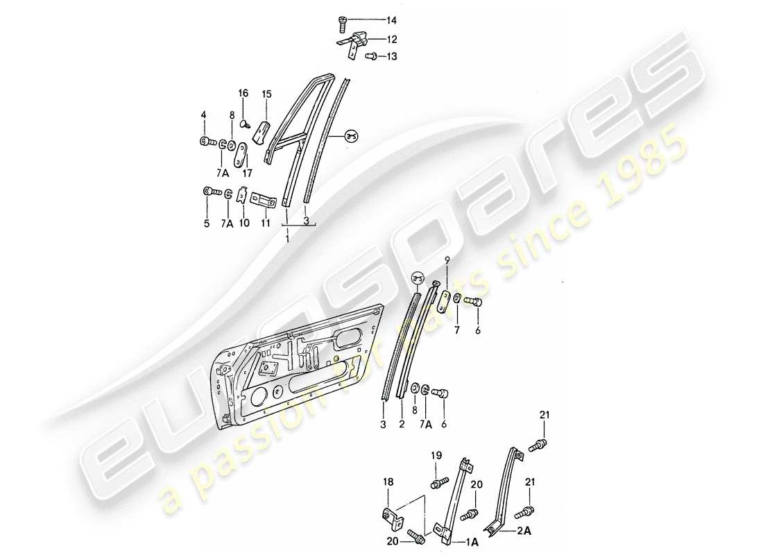 porsche 1988 (911) window frame part diagram