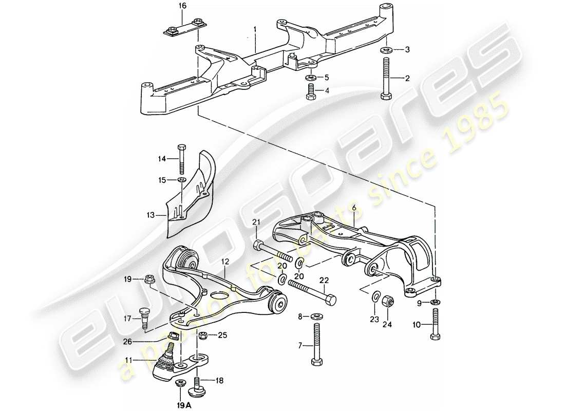 porsche 1996 (993) cross member - track control arm part diagram