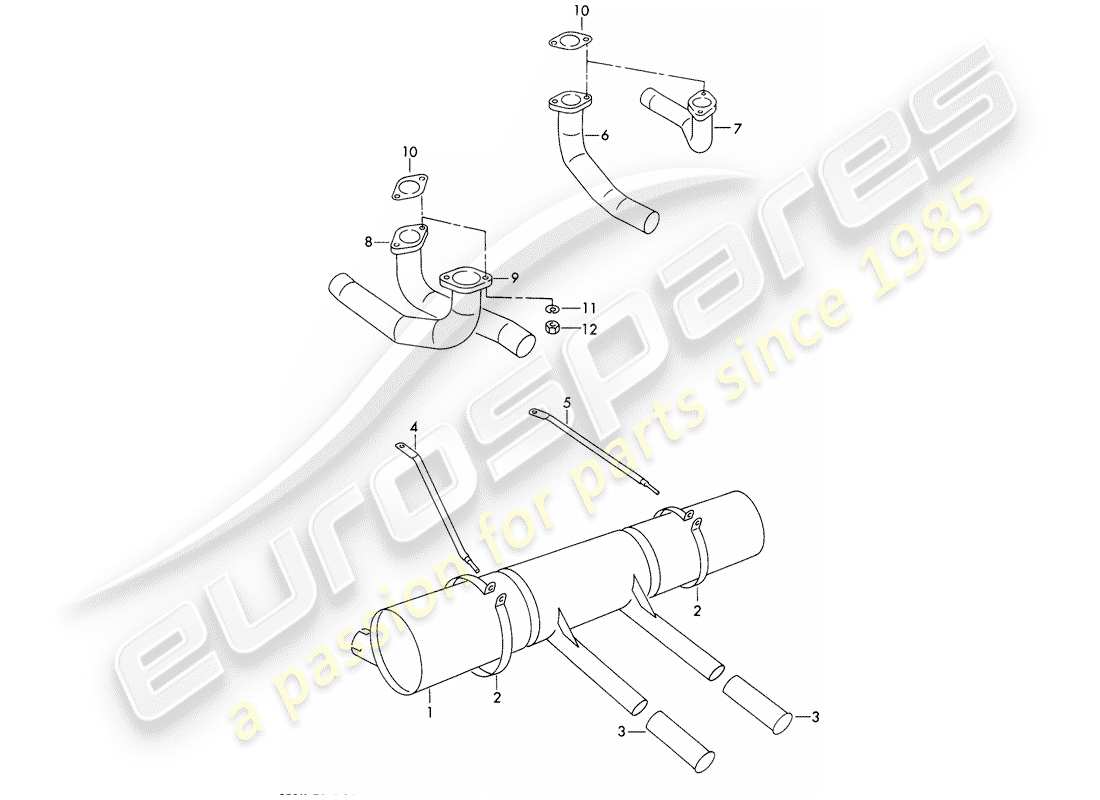 porsche 1956 (356/356a) silencer - and - accessories part diagram