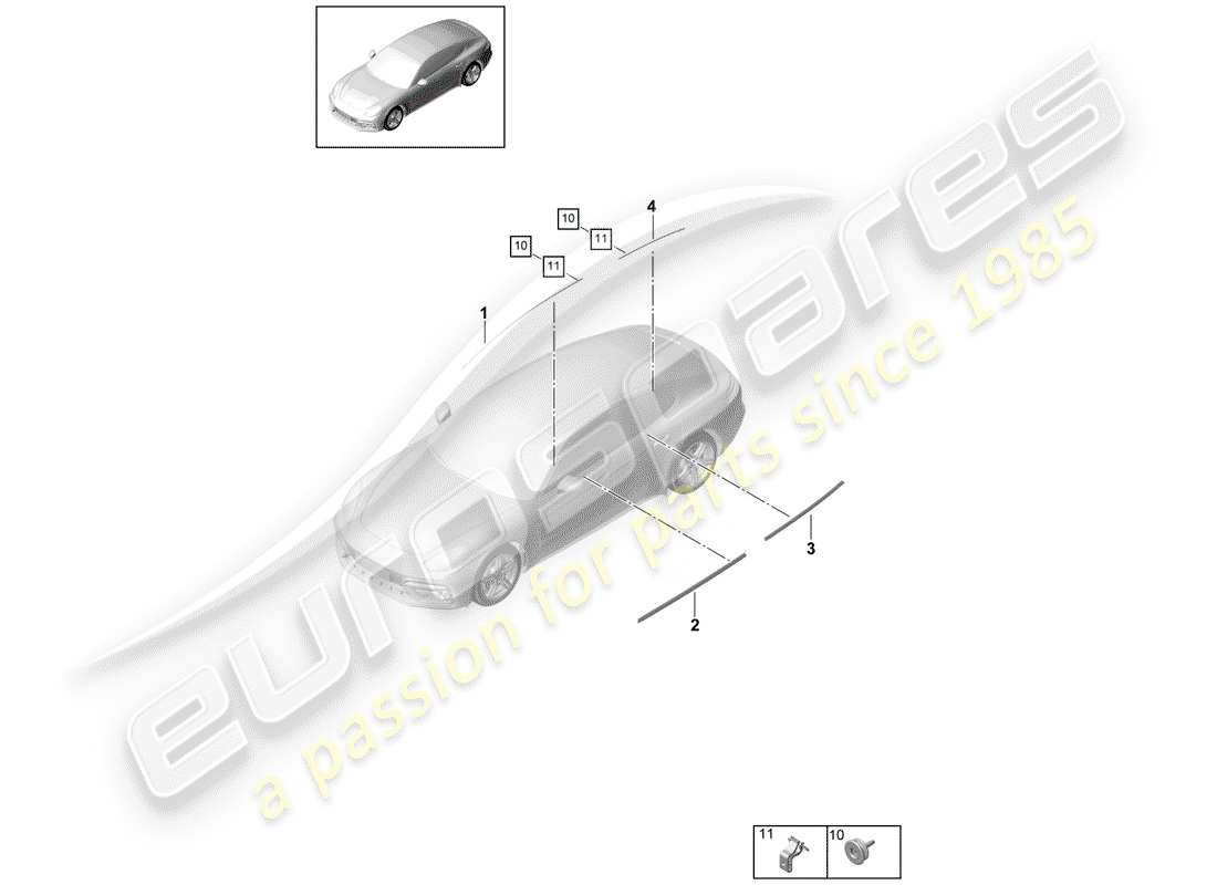 porsche 2020 (panamera 971-1) trim front and rear doors part diagram