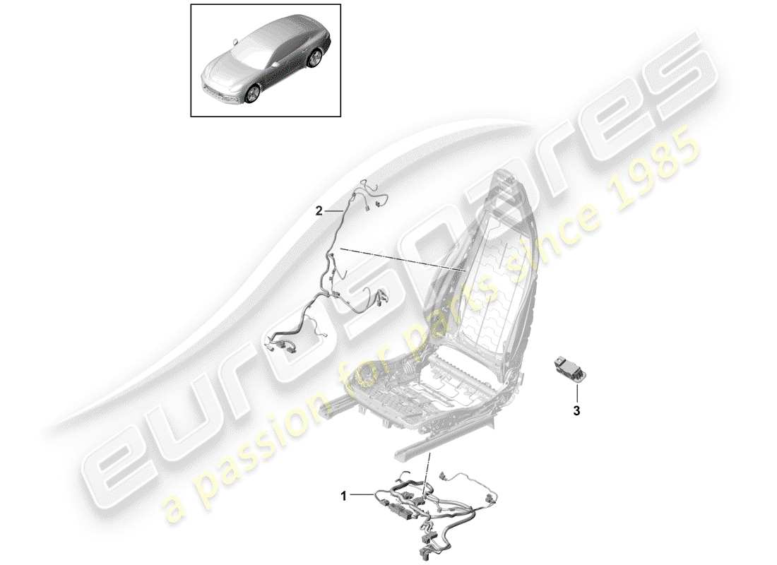 porsche 2018 (panamera 971-1) wiring looms seat backrest basic part diagram