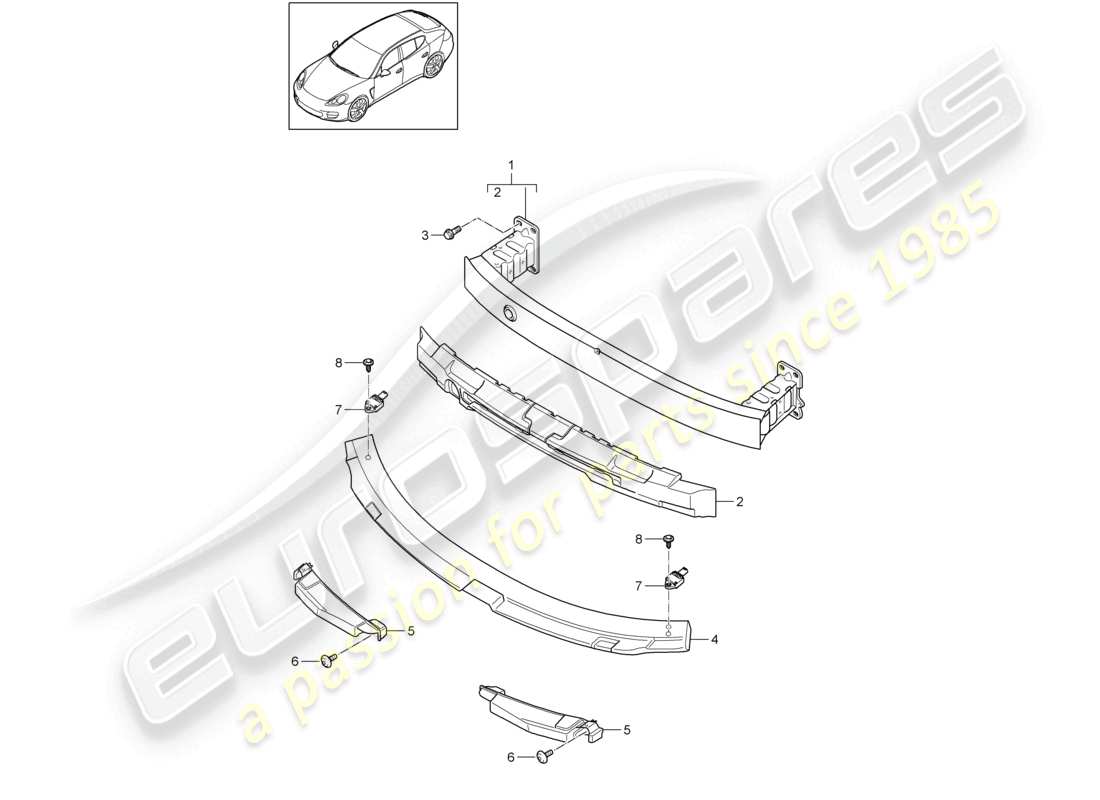 porsche 2012 (panamera 970) bumper carrier front 2nd generation part diagram