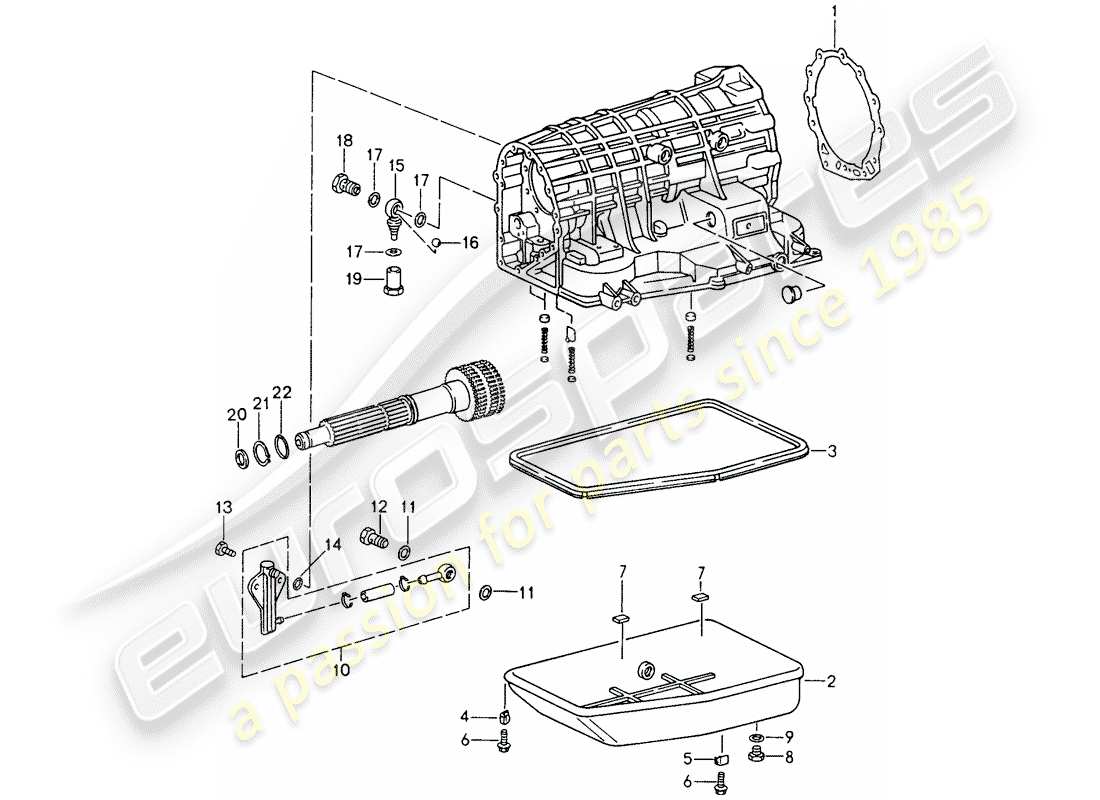 porsche 1996 (993) tiptronic - transmission case - oil pan part diagram