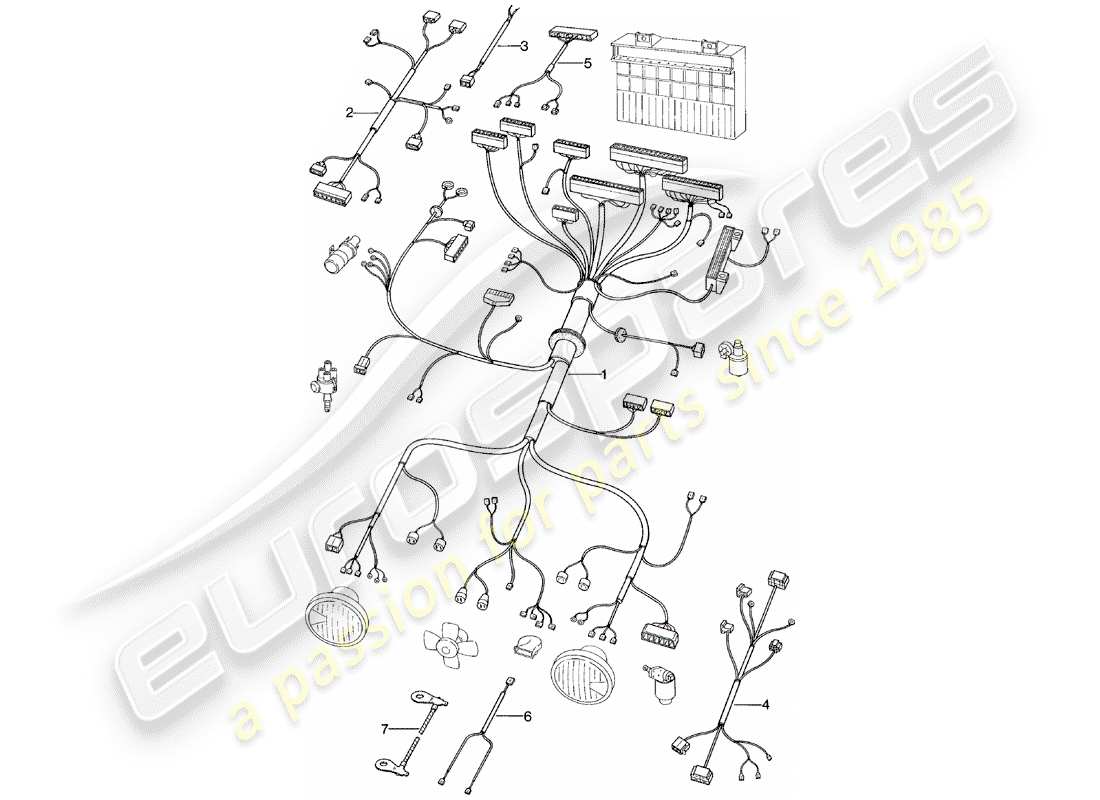 porsche 1981 (924) wiring harnesses - engine bay part diagram