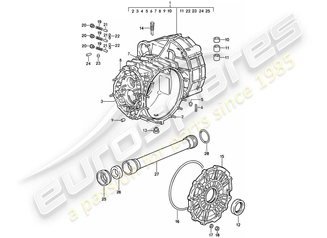 porsche 1987 (911) replacement transmission - transmission case part diagram