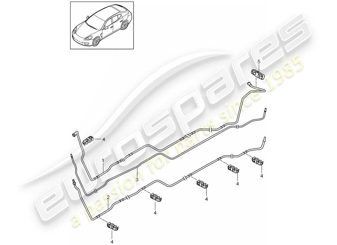 porsche 2014 (panamera 970) fuel system fuel line underbody part diagram
