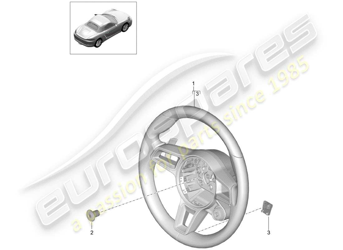 porsche 2019 (718 boxster) steering wheel - pdk - parts diagram