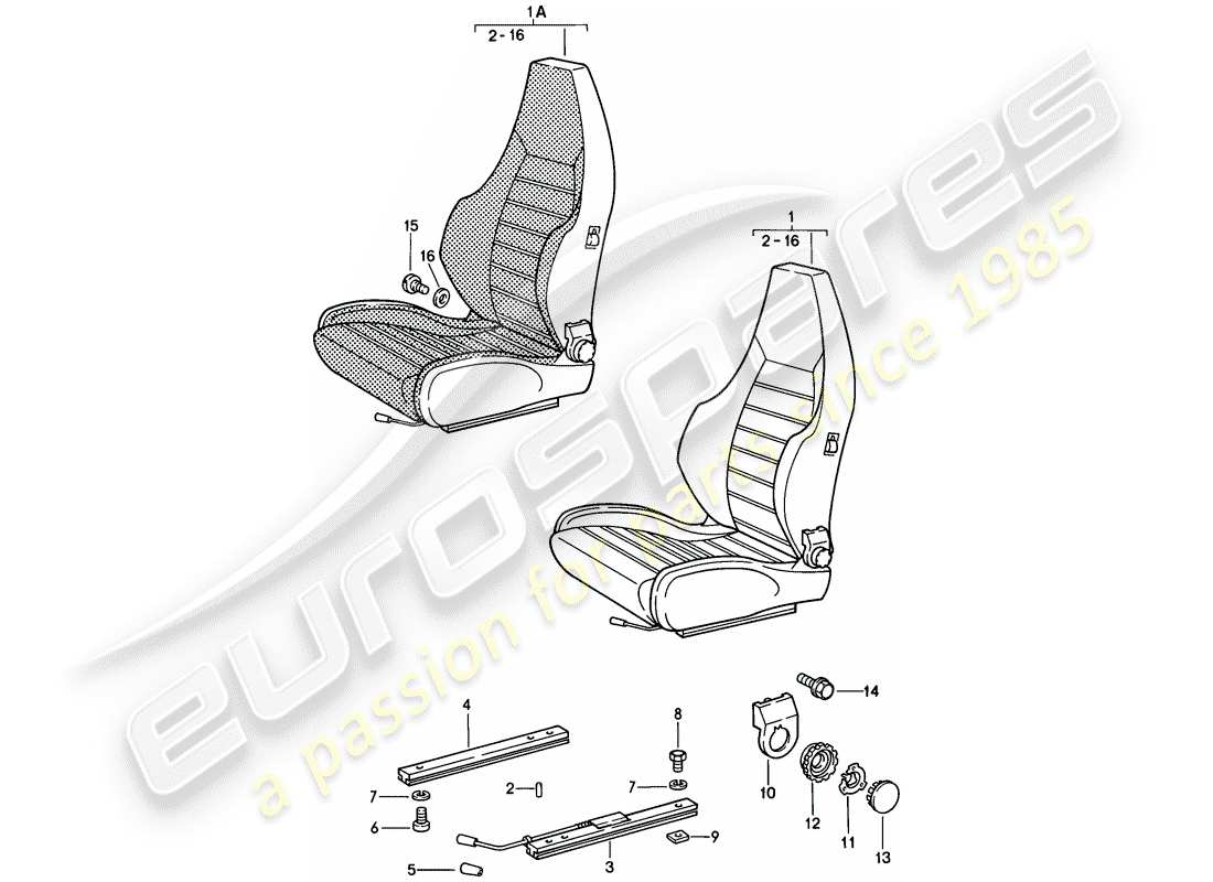 porsche 1982 (928) sports seat - complete - d - mj 1980>> parts diagram