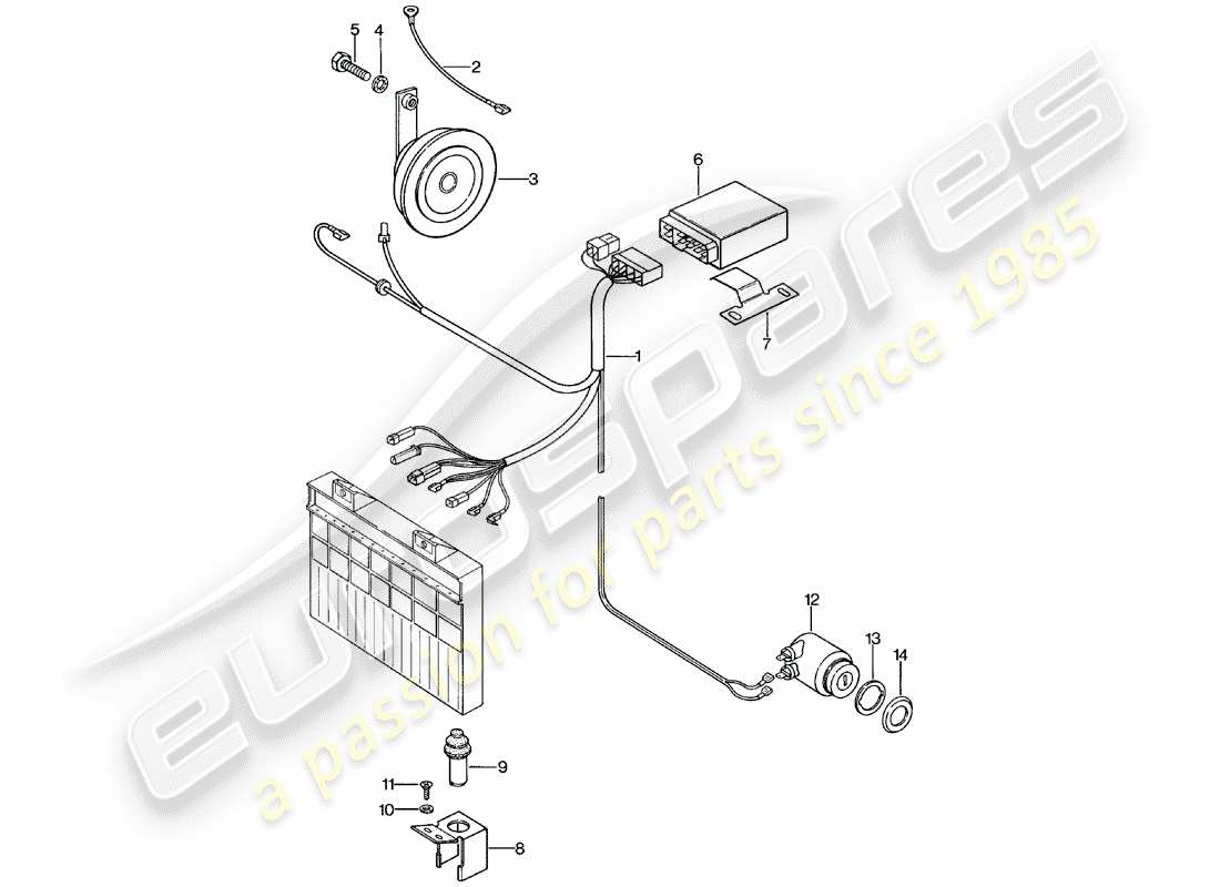 porsche 1983 (924) alarm system part diagram