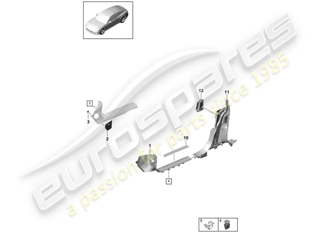 porsche 2019 (panamera 971-1) tread trim front part diagram