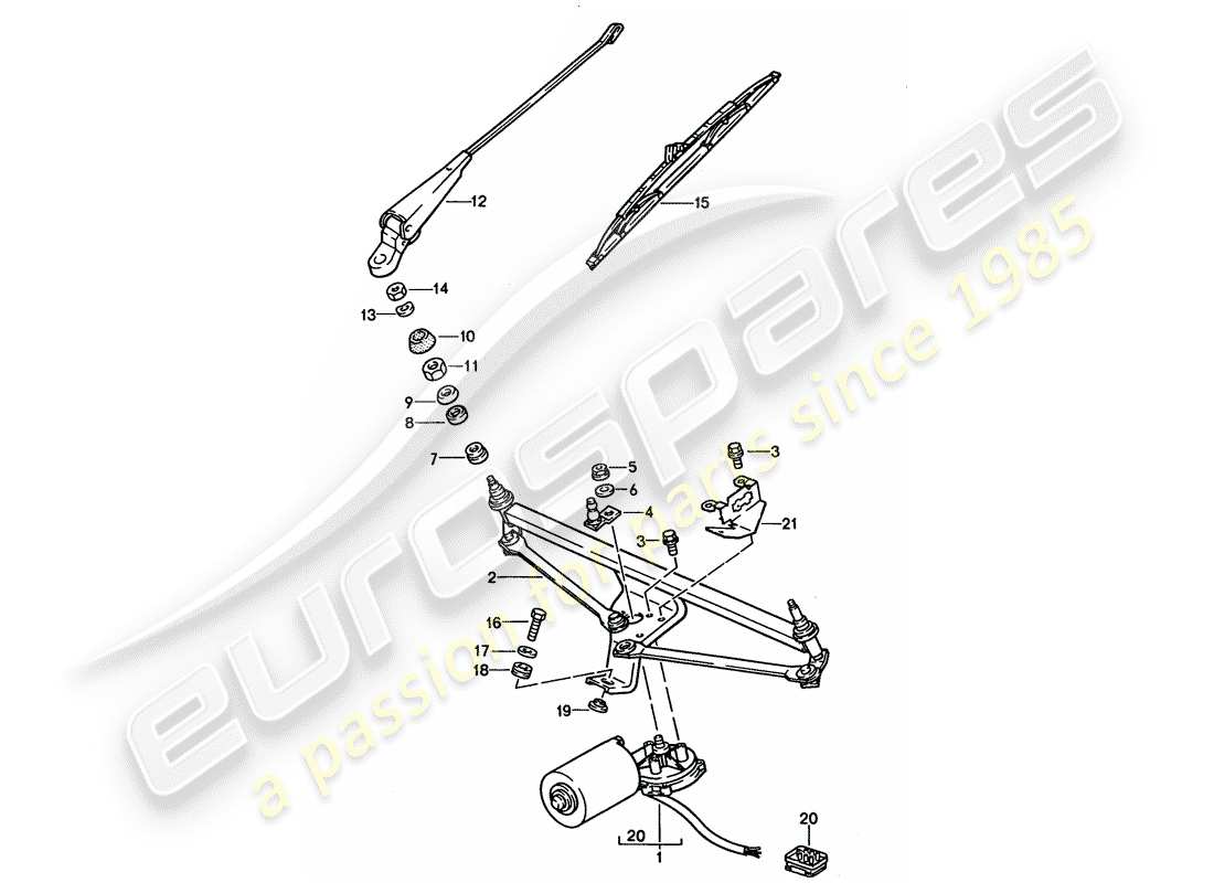 porsche 1993 (928) windscreen wiper system parts diagram