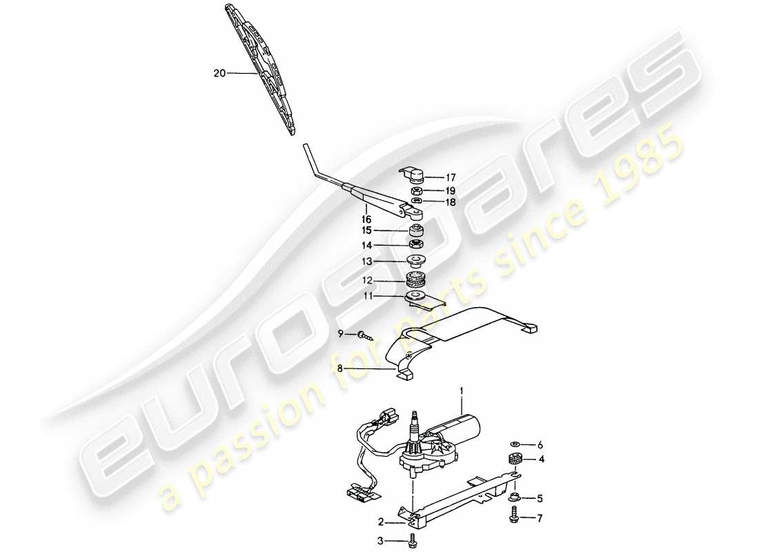 porsche 1994 (993) rear window wiper parts diagram