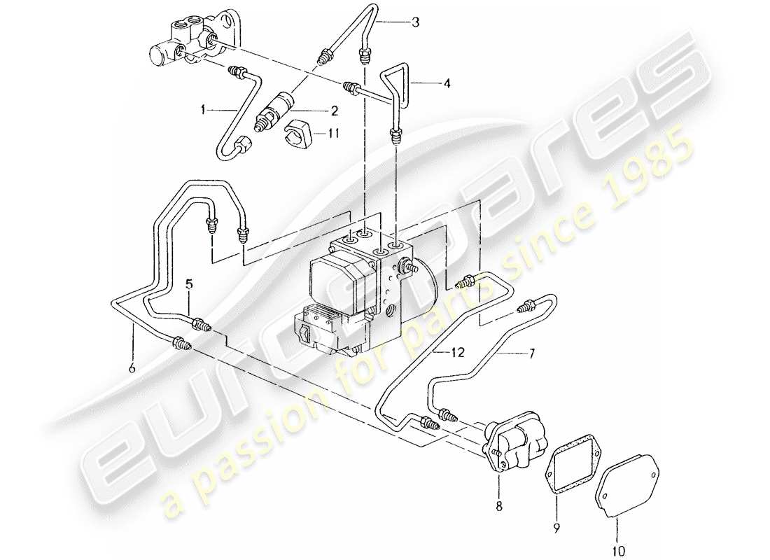 porsche 2003 (996) brake line - front end part diagram