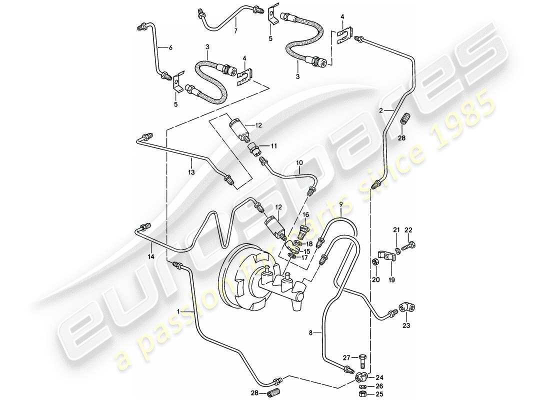 porsche 1987 (911) brake line part diagram