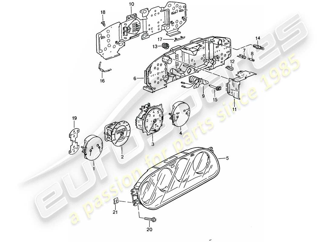 porsche 1988 (944) instrument cluster - d >> - mj 1986 parts diagram
