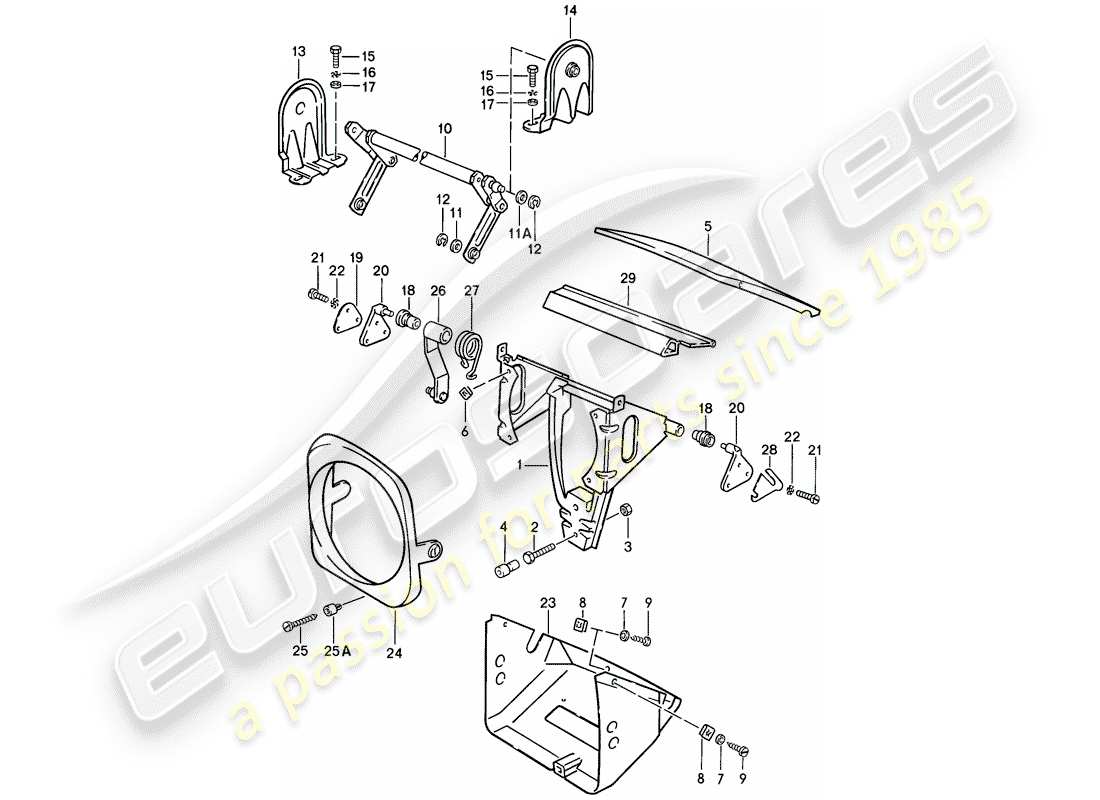 porsche 1988 (944) pop-up headlight parts diagram