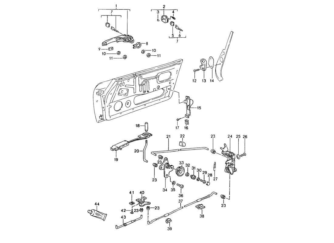 porsche 1994 (964) door latch parts diagram