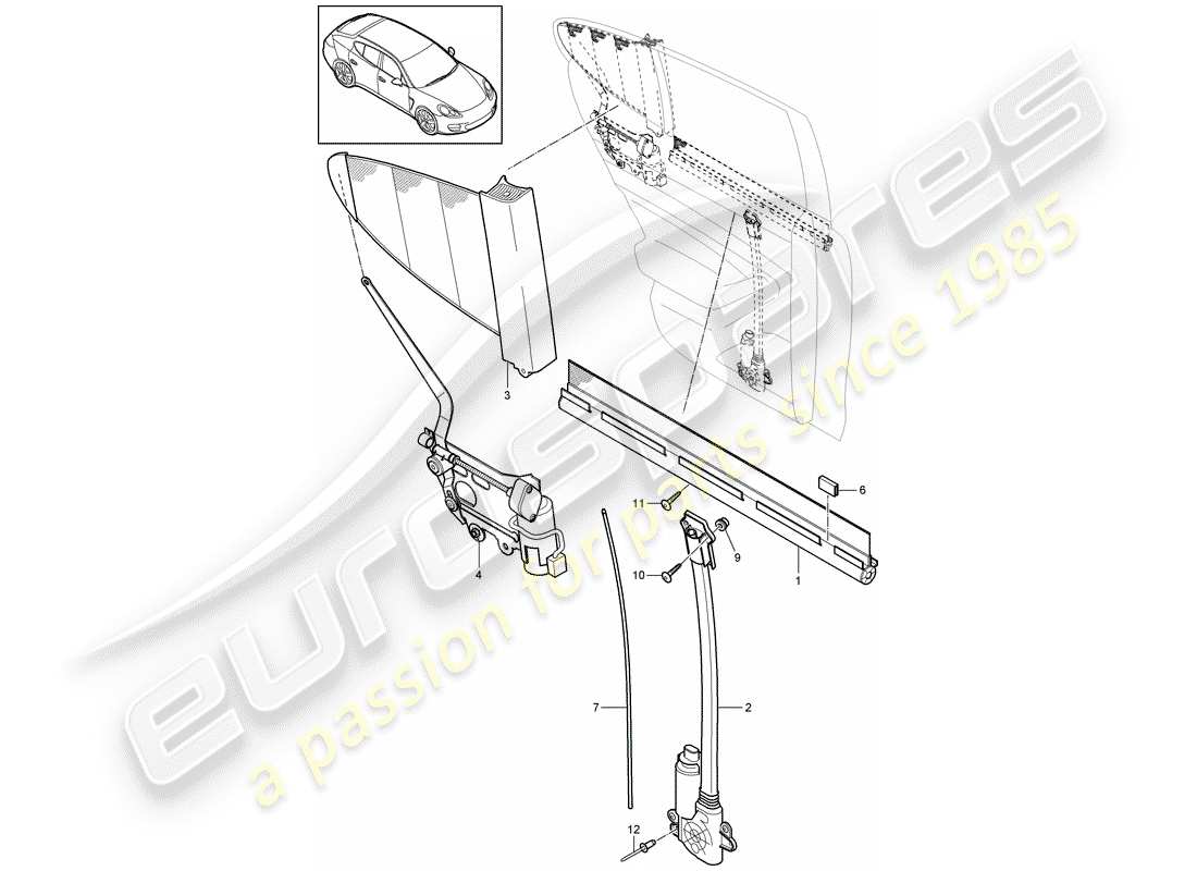 porsche 2015 (panamera 970) roller blind rear door part diagram