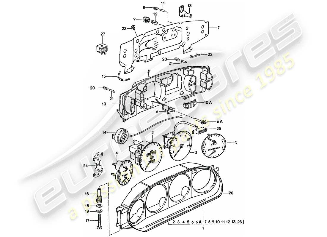 porsche 1985 (928) instrument cluster parts diagram