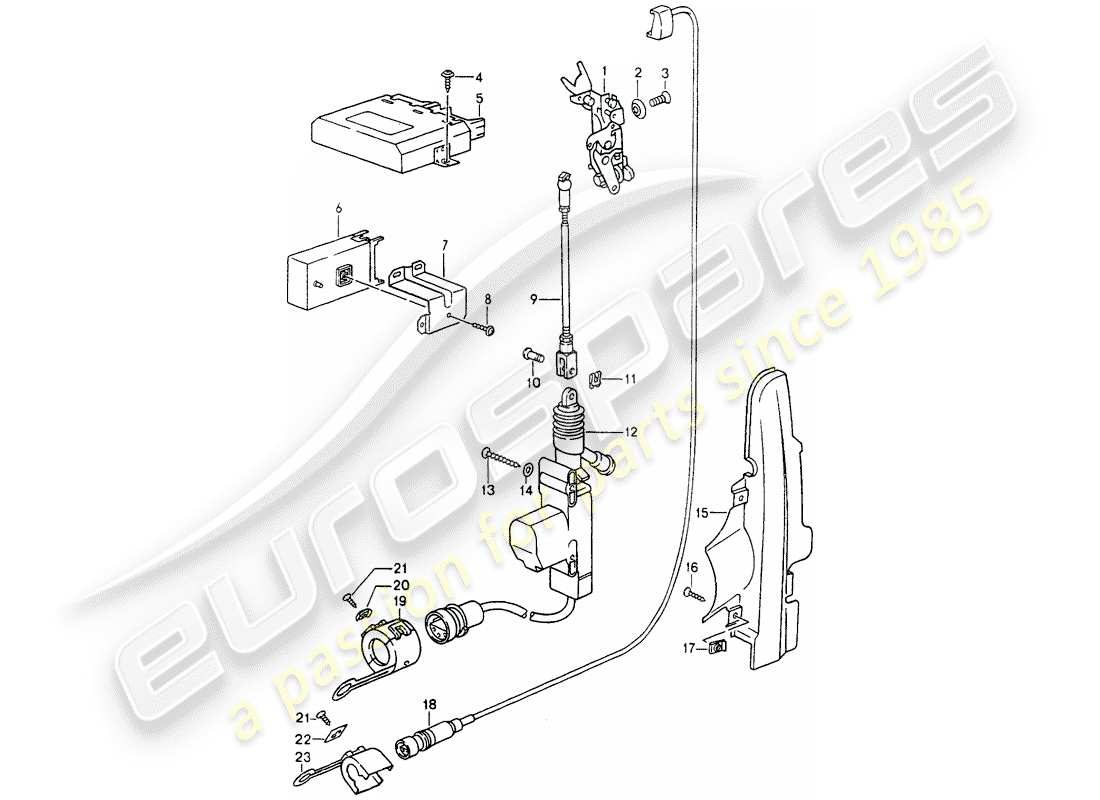 porsche 1989 (964) central locking system parts diagram