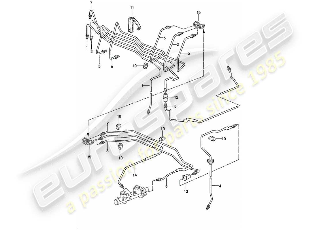 porsche 1988 (944) brake lines - -abs- parts diagram