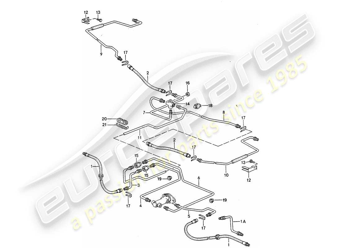 porsche 1988 (944) brake lines parts diagram