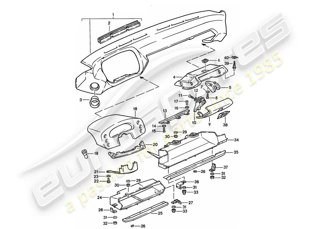 porsche 1987 (928) dash panel trim - d >> - mj 1989 parts diagram
