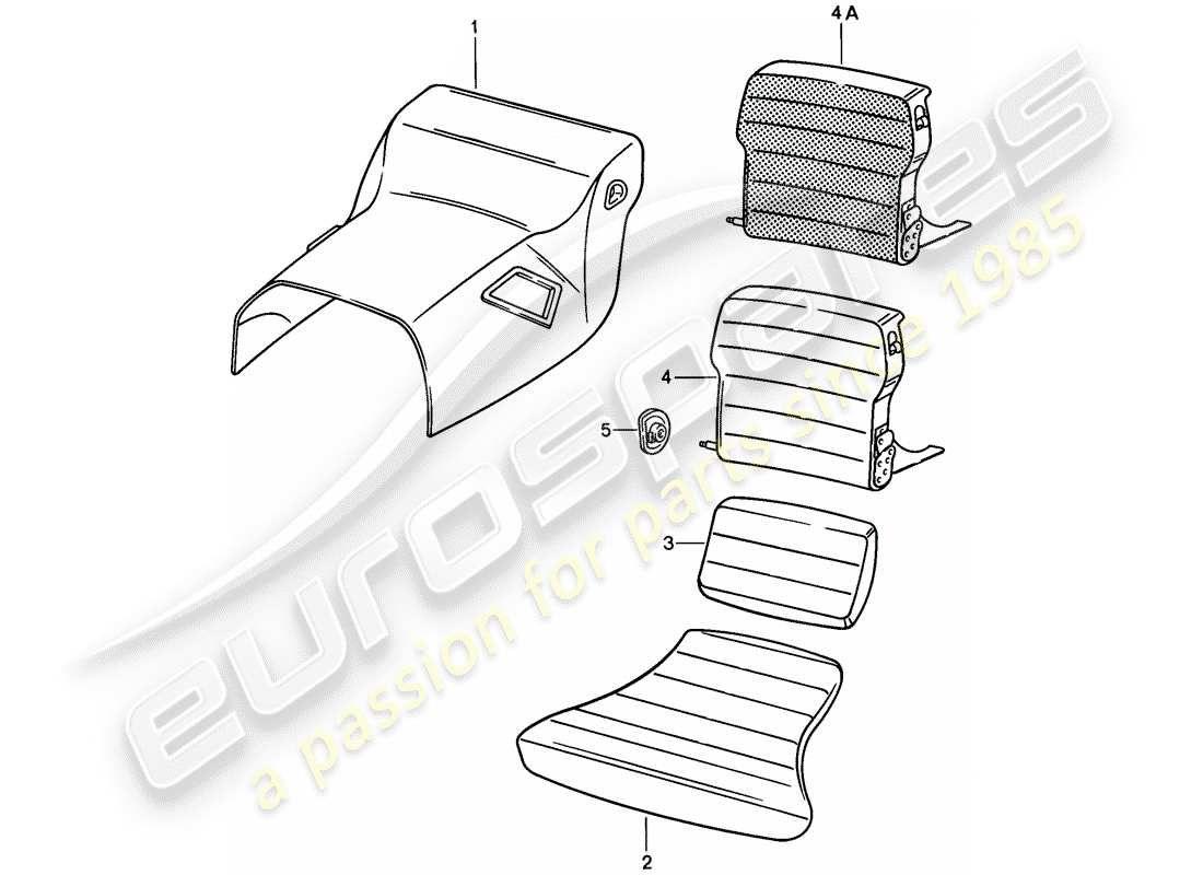 porsche 1982 (928) emergency seat - lining - tunnel - without: - stowage box parts diagram