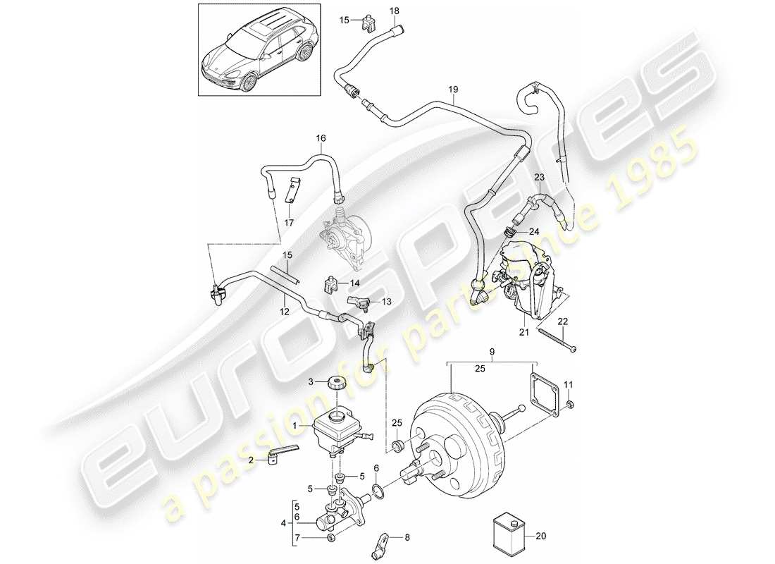 porsche 2015 (cayenne e2 92a) brake master cylinder brake servo vacuum line d >>- mj 2014 part diagram